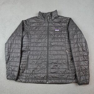 Patagonia Nano Puff Jacket Womens Large Black Quilted Insulated Puffer Full Zip